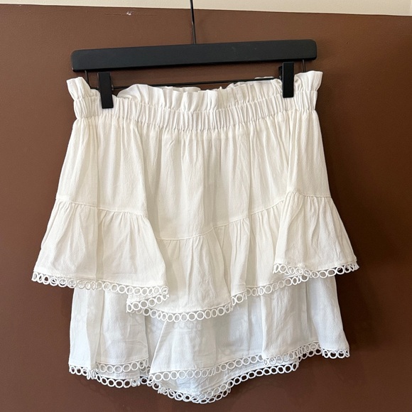 Anthropologie Bishop + Young White Lace Embellished Ruffle Skort - Picture 1 of 5